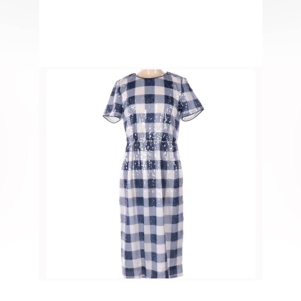 J. Crew Sparkling Blue and White Midi Dress